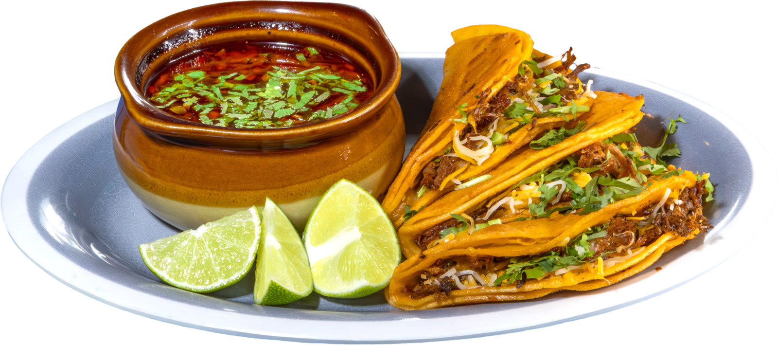 Birria tacos with consomé